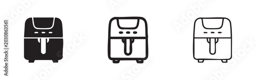 Принти на полотні Electric Air Fryer Icon Set in Three Different Graphic Styles