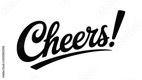 Obraz na płótnie Handwritten black ink calligraphy of the word cheers on white background handwri