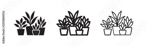 Canvastavla Group of Potted Plants Icon Set for Home Decoration