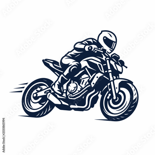 Foto Motorcyclist riding a bike fast.