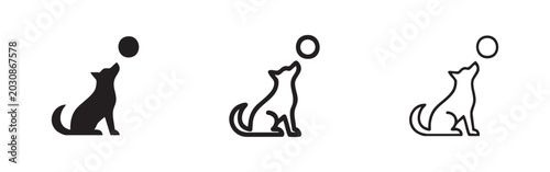 Fotografia Wolf Howling at Moon Icons - Set of 3
