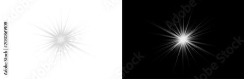 Fotografie Glowing starlight flare vector png isolated on transparent background with brill