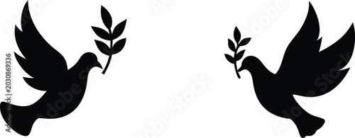 Photos Peace dove flying with olive branch symbol set representing freedom hope and harmony for international unity and spirit