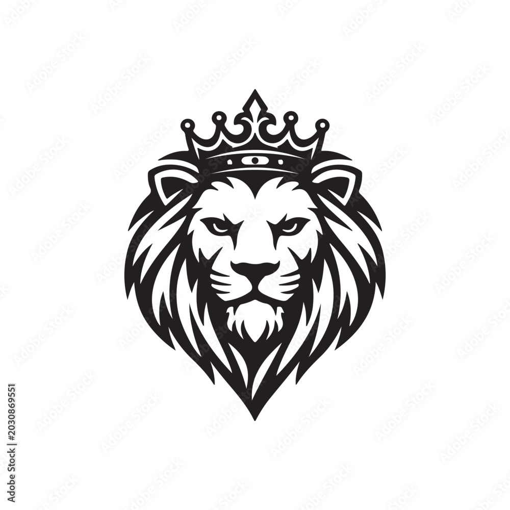 Fototapeta premium Royal Crown Lion Logo – Luxury King Lion Head Vector for Premium Branding & Mascot Design