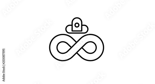 Foto Conceptual symbol of endless possibilities and personal growth featuring a continuous loop signifying eternity crowned with a subtle upward-pointing element representing aspiration and achievement