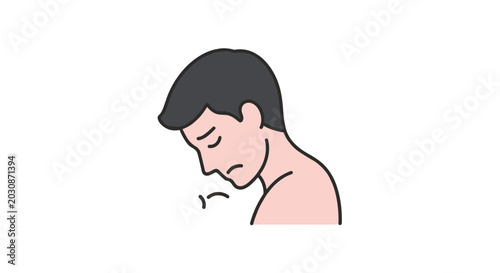 Photos Portrait of a Young Man Depicting Sadness and Despair with a Drooping Head and a Sigh of Emotional Distress Conveying Feelings of Low Spirits and Melancholy Mood