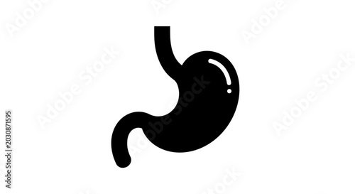 Bild auf Leinwand Black Silhouette of Human Stomach with Esophagus Representing Digestive System A