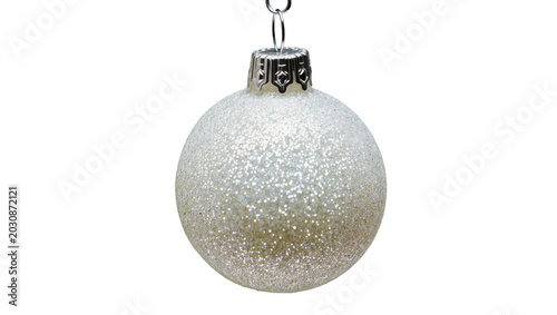 фотографія Silver glitter Christmas bauble with metallic cap