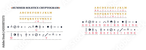 Canvastavla Cipher key for cryptographic symbols and alphabet