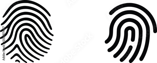 Set of fingerprint identity icons isolated on transparent background for security verification and digital biometric scan.