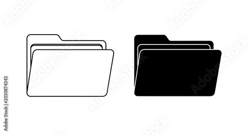 Bild auf Leinwand Dual Folder Representations A Striking Contrast Between Digital Archiving Concepts in Outline and Solid Form Symbolizing Data Organization and Retrieval Across Platforms