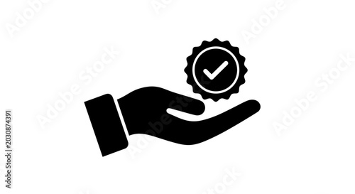 Cuadro en lienzo Hand presenting a verified symbol of success and achievement signifying trust qu