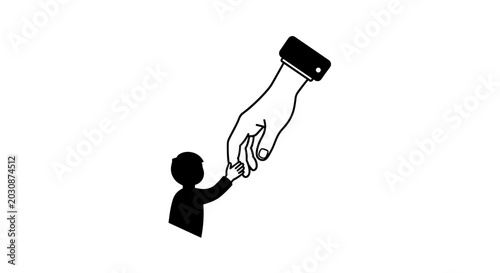 Obraz na płótnie A graphic depiction of a nurturing adult hand gently grasping a small child's ha