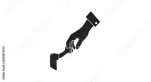Foto This compelling black silhouette graphic shows an adult's hand gently meeting a