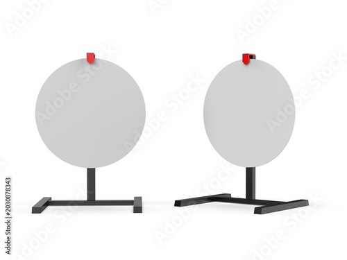Minimal 3D illustration of a blank prize wheel mockup isolated on a clean background. Modern spinning wheel template ideal for giveaways, lucky draw events, promotional campaigns, carnival games.