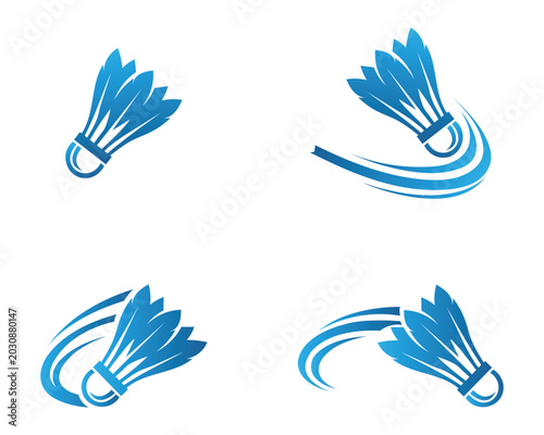 Badminton shuttlecock logo elements set