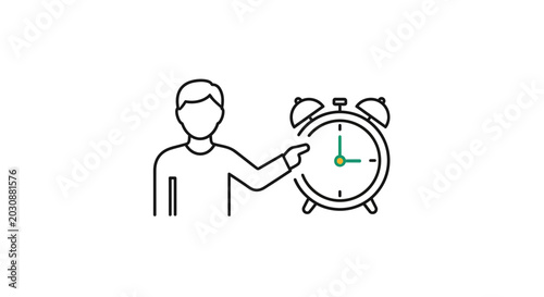 Cuadro en lienzo Businessman pointing at alarm clock, deadline, time management, punctuality conc