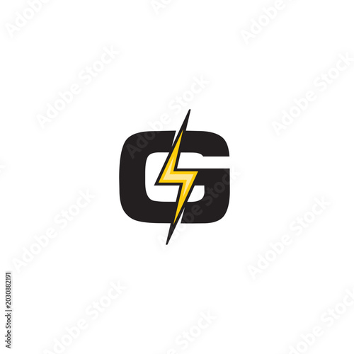 Letter G and Lightning logo or icon design