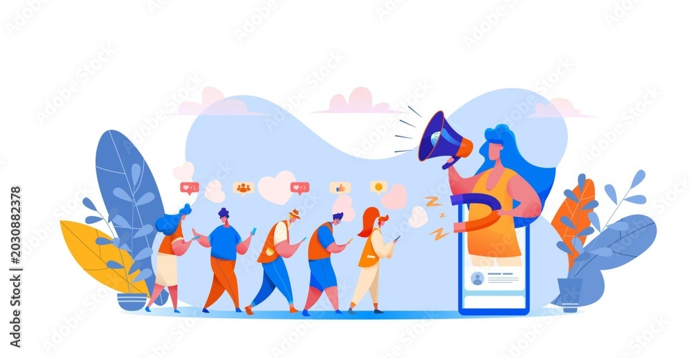 Obraz premium Social Media Marketing and Online Communication Illustration