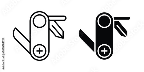 Bild auf Leinwand Swiss Knife icon. Glyph solid icons collection. Line symbols