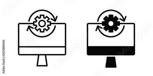 System update icon. Glyph solid icons collection. Line symbols