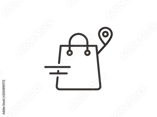 Shopping bag with location pin icon