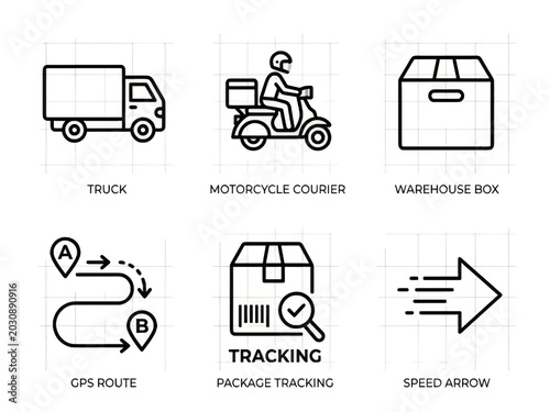 Logistics delivery icons set