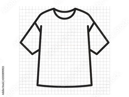 Simple black t-shirt outline on grid paper