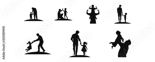 Bild auf Leinwand Set of Fathers Day Silhouette. Vector Set