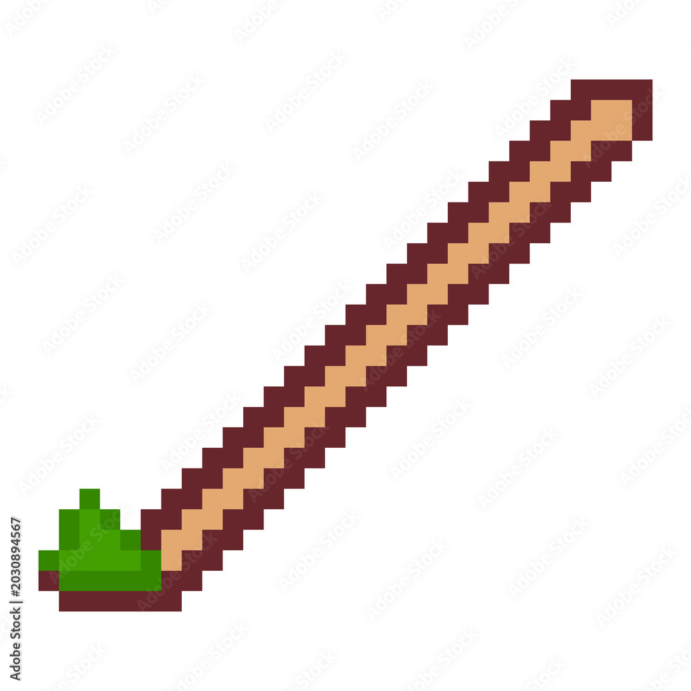 Obraz premium Matcha bamboo scoop chashaku green tea tool pixel art