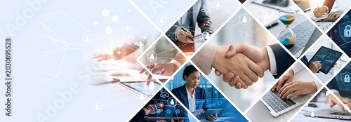montage of business people working