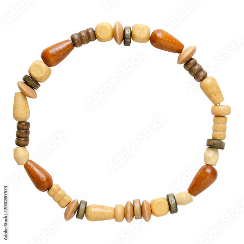 Konstfotografi Wooden bead bracelet isolated on white background