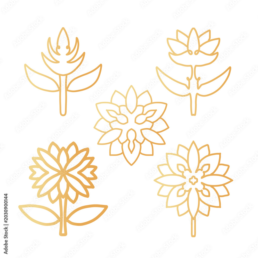 Fototapeta premium Logo Icon Flower Golden Symbol