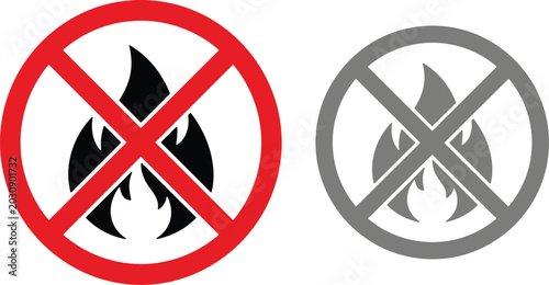 Foto Prohibition fire icons set for warning and safety signs on websites and apps