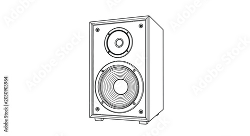 Schilderij op canvas Line art illustration of a two way tower speaker system