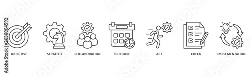 Fotografie Action Plan banner web icon illustration with icon of objective, strategy, colla