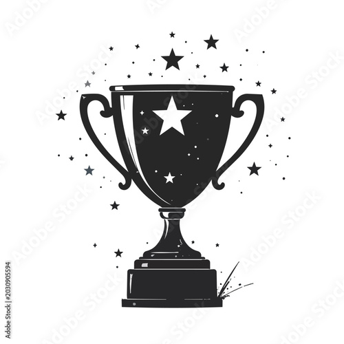 Картината върху платно A shiny 3d gold trophy cup award stands isolated on a white background as a symb