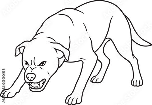 Photos Dog Growling Guard Stance Illustration Canine Behavior Outline