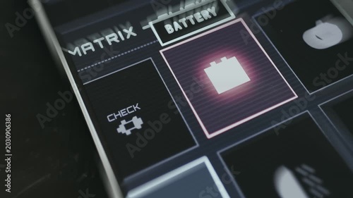 User highlighting the battery option