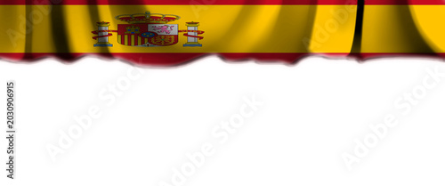 White background with the flag of Spain falling from above