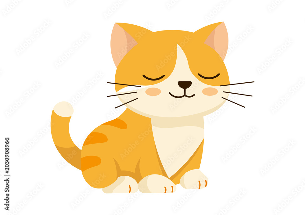 Obraz premium vector illustration cat orange png,cute