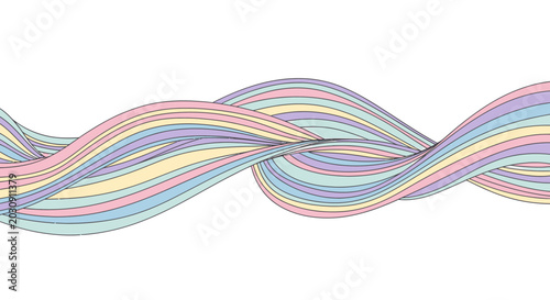 Vibrant multicolored wavy lines twisted together