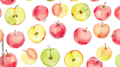 Cute Red Apple Seamless Design for Kitchen Decor and Fabric Printing