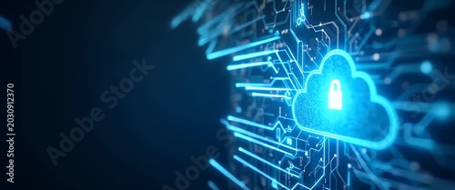 Analyze comprehensive cloud security imagery demonstrating robust data protection frameworks advanced encryption protocols and multi layer defenses for resilient digital infrastructures in  Photo Stoc
