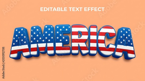 Patriotic 4th of july america text effect editable template for independence day celebrations