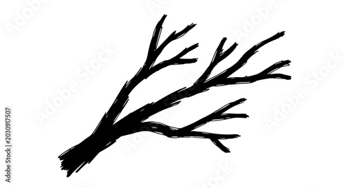 Tableau sur toile Abstract Black Bare Tree Branch Silhouette, Minimalist Design, Isolated