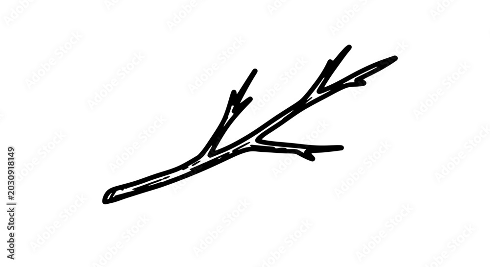 Fototapeta premium Hand Drawn Branch Icon Isolated on White Background, Sketchy Twig Vector