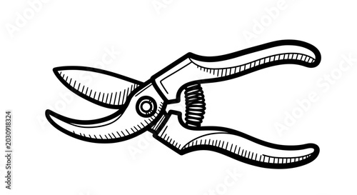 Foto Gardening Pruning Shears - Hand Drawn Illustration