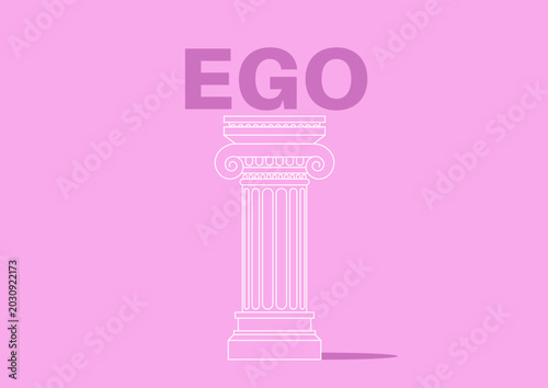 Konstfotografi A giant human ego humorously lounges atop an ancient Greek pillar, turning class