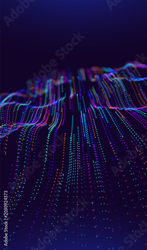 Abstract future ai background with blue big data and digital dots for tech and technology science presentation. Line cyber business network 3d backdrop. Connection graphic design.